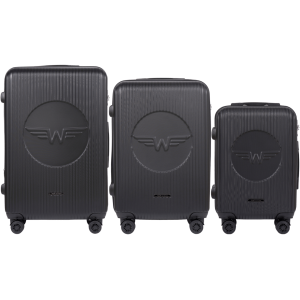 SWL03 SWALLOW, Zestaw 3 walizek ABS+ (L,M,S) Wings, DARK GREY