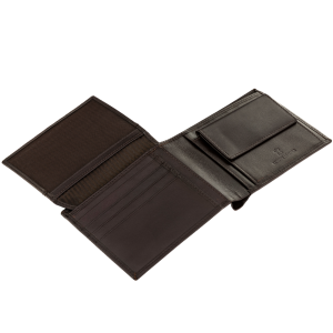 WINGS Męski portfel ze skóry naturalnej z odchylaną klapką Brown