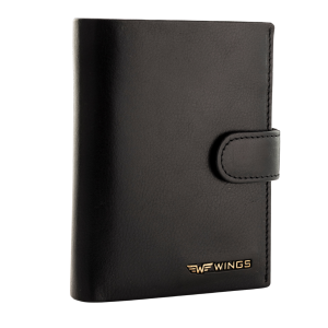 WINGS Męski portfel ze skóry naturalnej zapinany Black