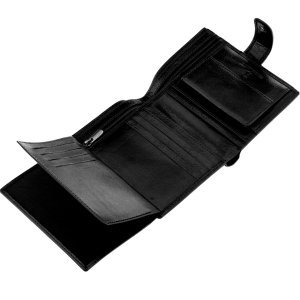 WINGS Męski portfel ze skóry naturalnej zapinany Black