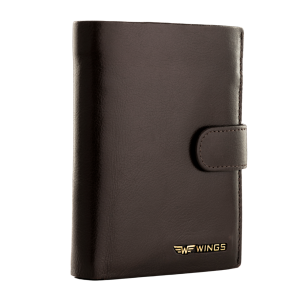 WINGS Męski portfel ze skóry naturalnej zapinany Brown
