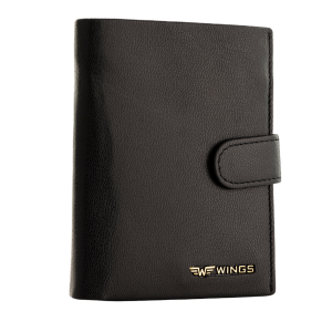 WINGS Męski portfel ze skóry naturalnej zapinany Black