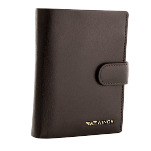 WINGS Męski portfel ze skóry naturalnej zapinany Brown