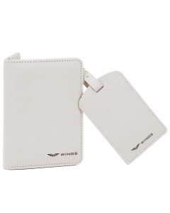 Etui na paszport i identyfikator do bagażu - elegancki zestaw podróżny z PU leather BEIGE