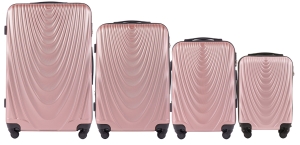 304 FALCON, Zestaw 4 walizek z poszerzeniem ABS+ (L,M,S,XS) Wings,  Rose Gold