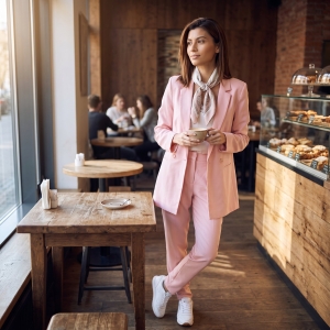 Apaszka damska WINGS beżowa 90x90 cm elegancki orientalny motyw