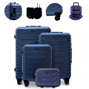 Zestaw 4 walizek Wings CRAKE S/M/L + Kuferek MIDDLE BLUE