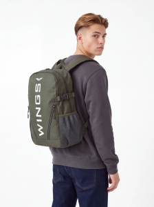 Plecak szkolny WINGS młodzieżowy 23L laptop 17 cali z kieszeniami bocznymi GREEN