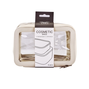 Zestaw dwóch przezroczystych kosmetyczek WINGS BEIGE